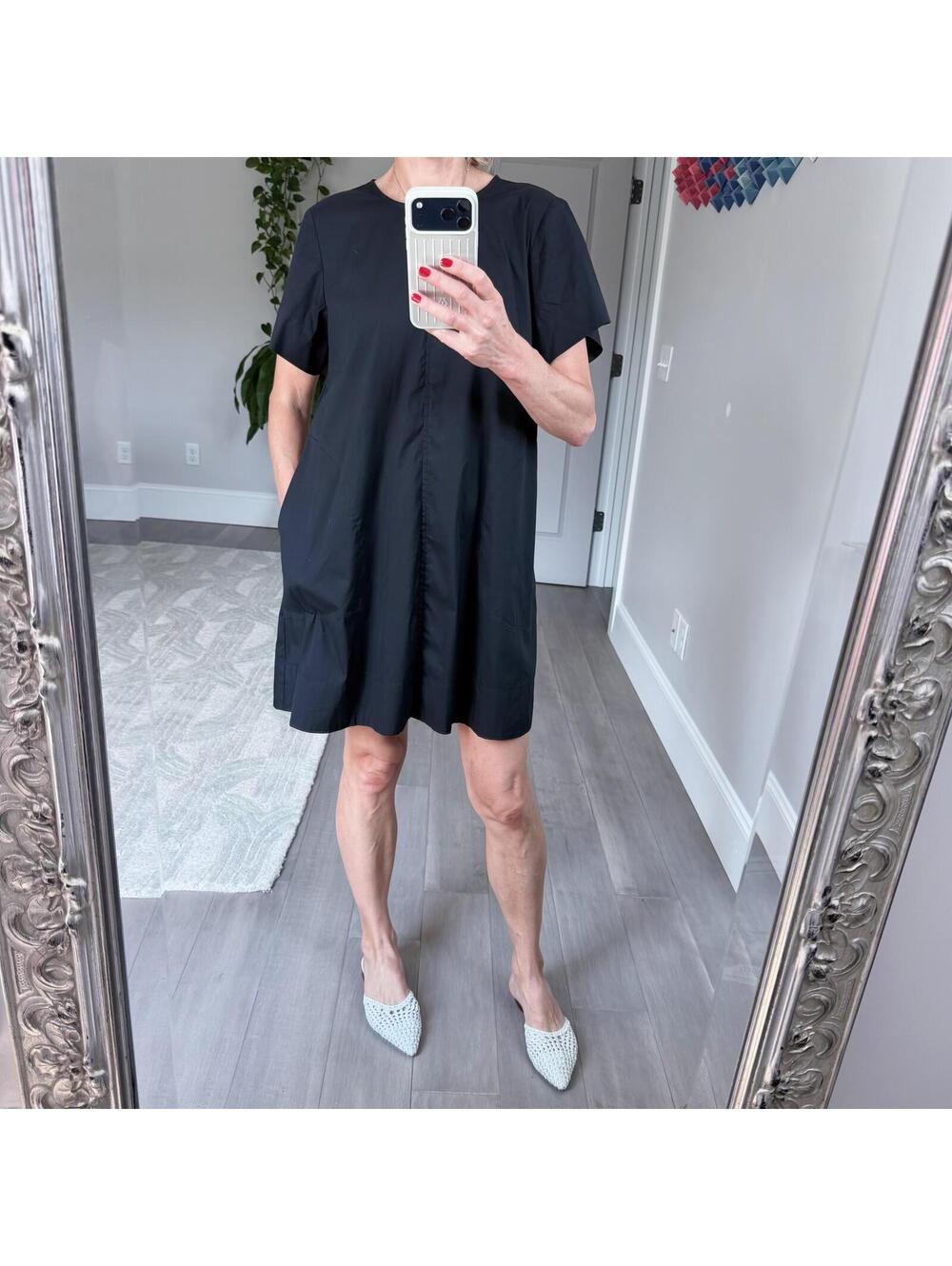Sara Campbell Black A-Line Short Sleeve Dress Size S